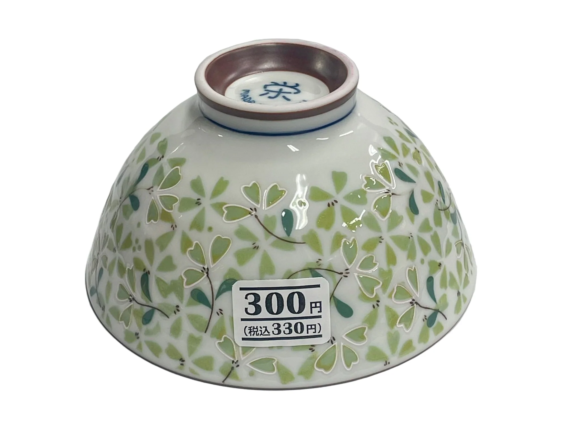 美濃焼　茶碗　小花グリーン