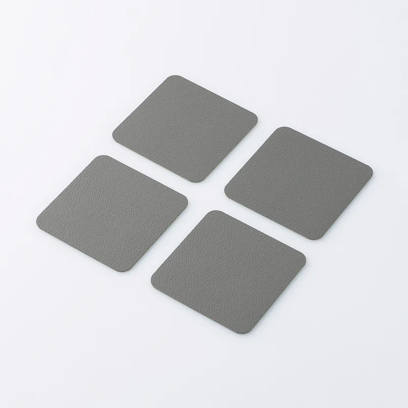 フェイクレザーコースターマット(角型、4枚、DGY・LGY) - Image 2