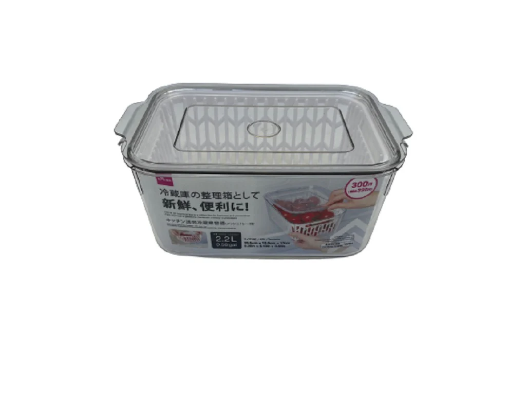 キッチン透明冷蔵庫容器（メッシュトレー付）