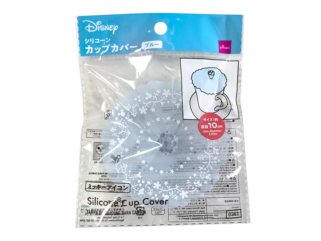 シリコーンカップカバー、花柄(ミッキーアイコン)ブルー