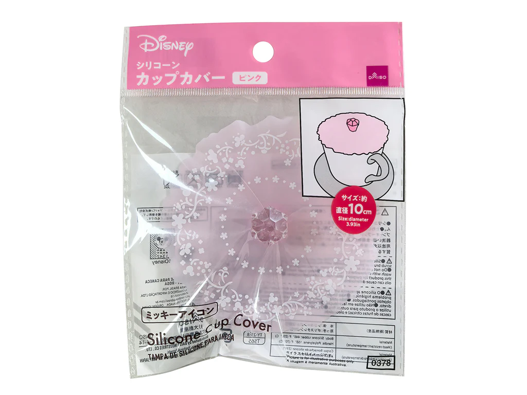 シリコーンカップカバー、花柄（ミッキーアイコン）ピンク