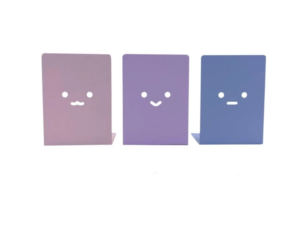 ブックエンド(表情、ピンク、パープル、ブルー)