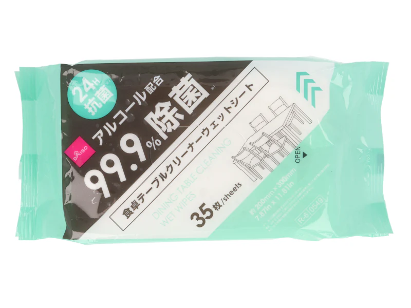 食卓テーブルクリーナーウェットシート（３５枚、２４Ｈ抗菌）