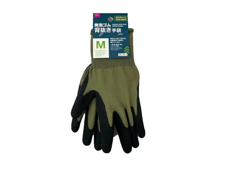 発泡ゴム背抜き手袋(モスグリーン、M)