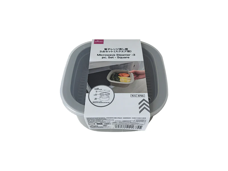 電子レンジ蒸し器、３点セット（スクエア型）