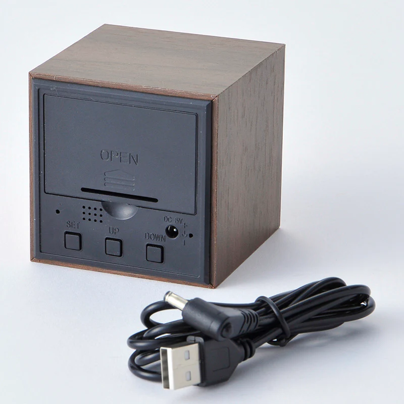 LED木目調デジタル時計(ダークブラウン) - Image 3