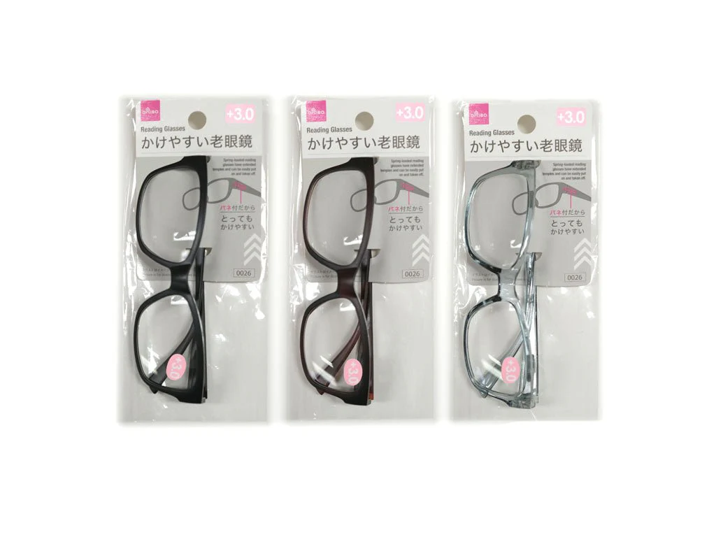 バネ付老眼鏡(ボストン、3度数)