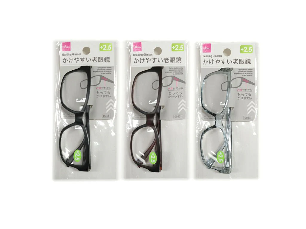 バネ付老眼鏡（ボストン、２．５度数）