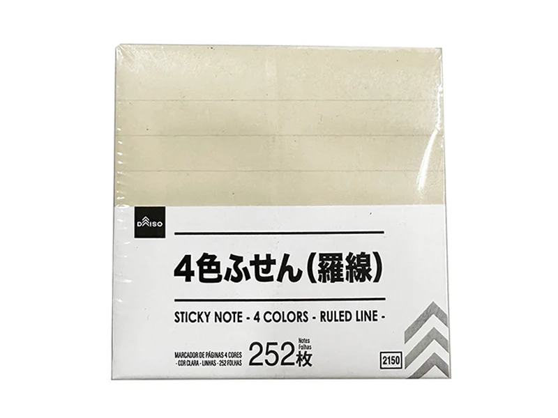 ４色ふせん（ペールカラー、羅線、２５２枚）