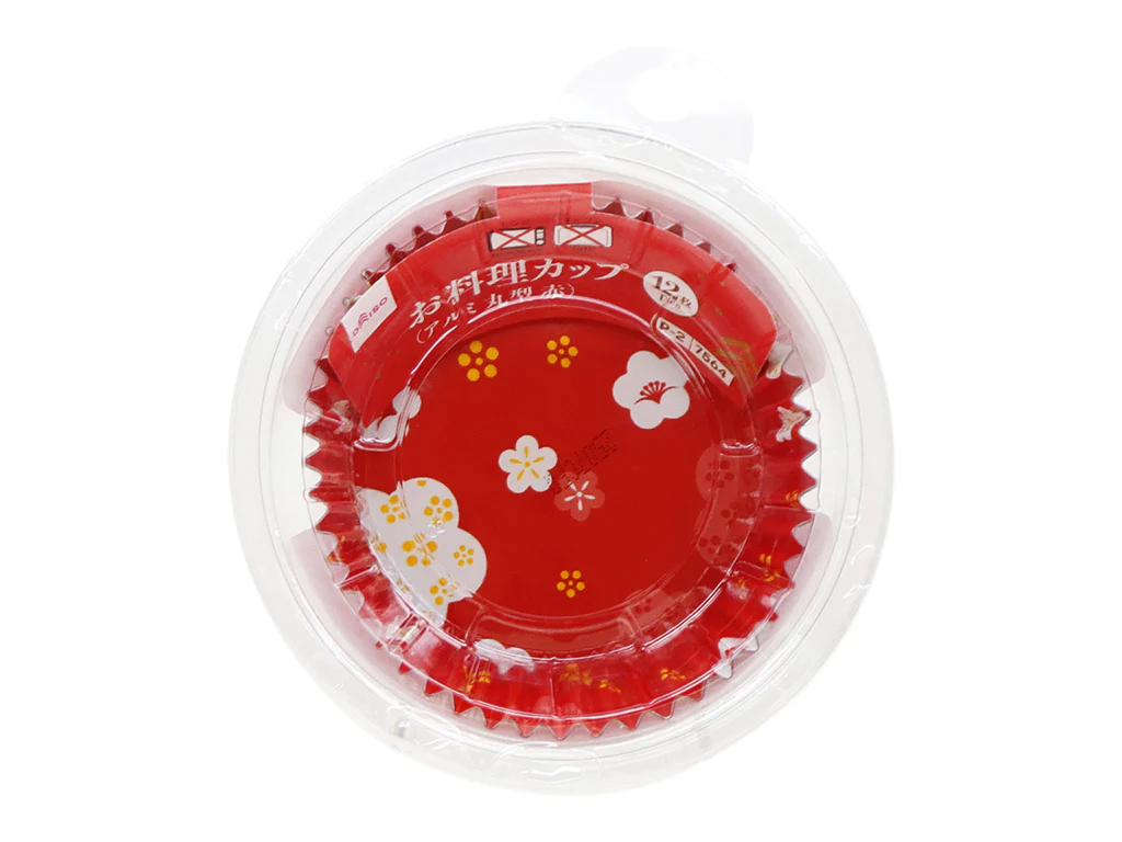 お料理カップ（アルミ、丸型、赤、１２枚）