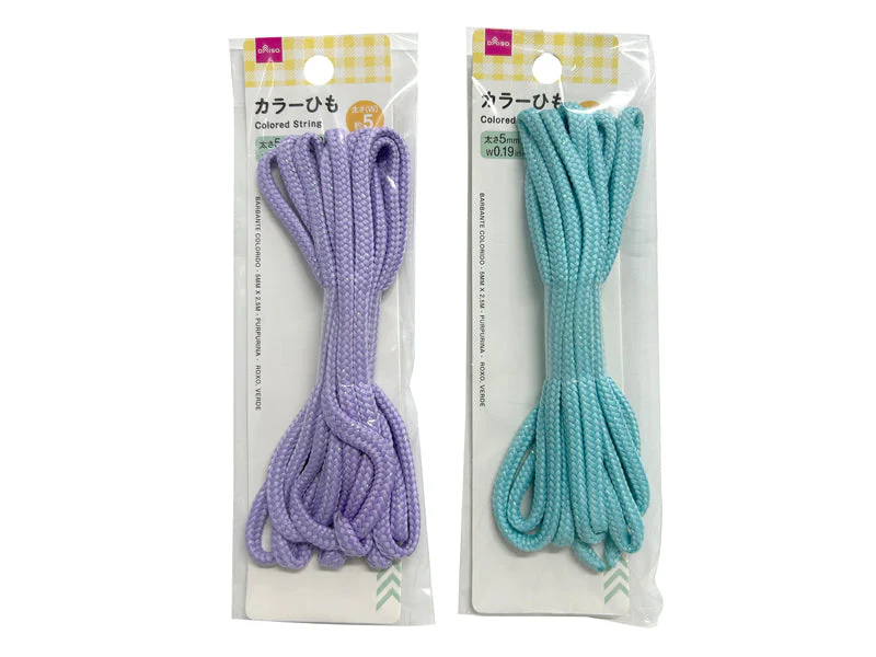 カラーひも(ラメ、パープル、ミントグリーン)太さ5mm×長さ2.5m