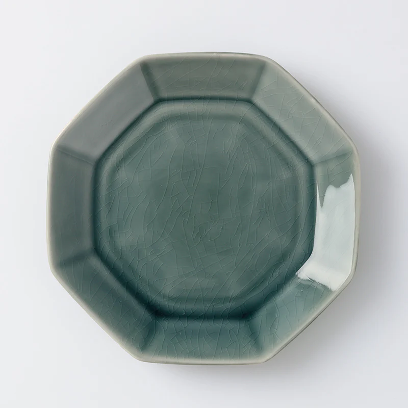 八角皿（貫入、ＧＹ） - Image 2