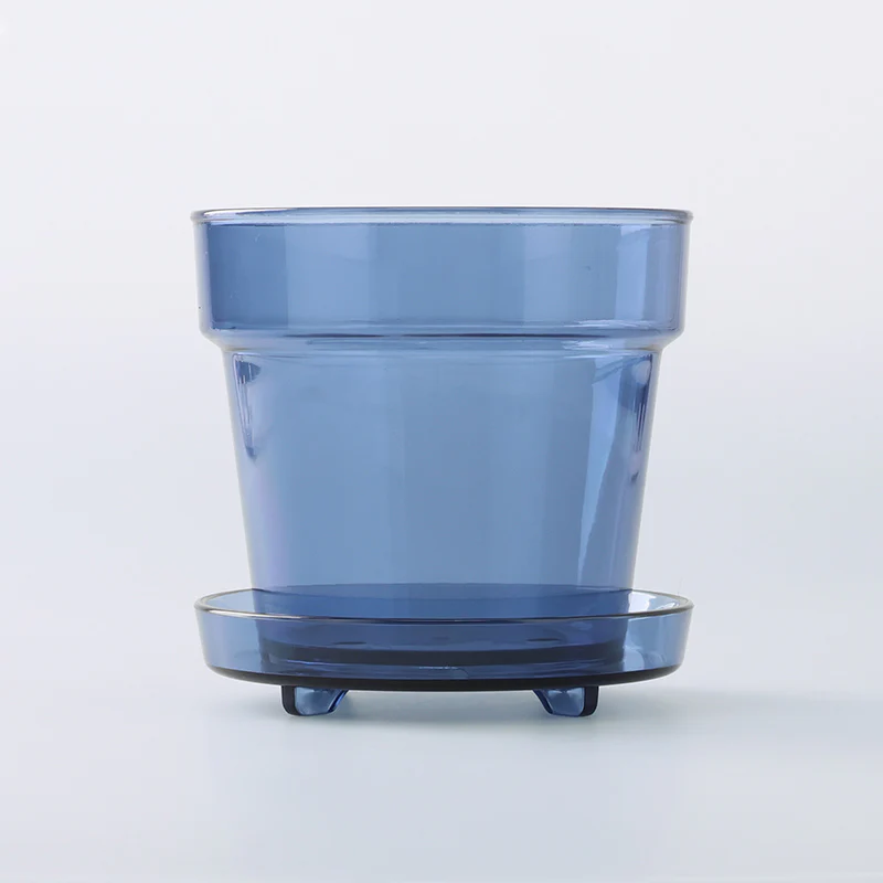 トレイ付植木鉢(クリアブルー) - Image 4