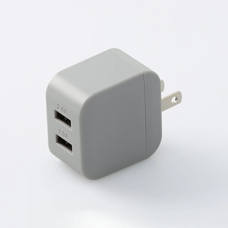 USB充電器(2.4A+1.0A、GY)