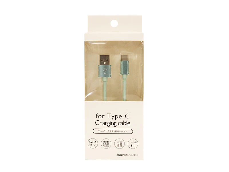 3A TypeーC充電通信ケーブル パールミント2m