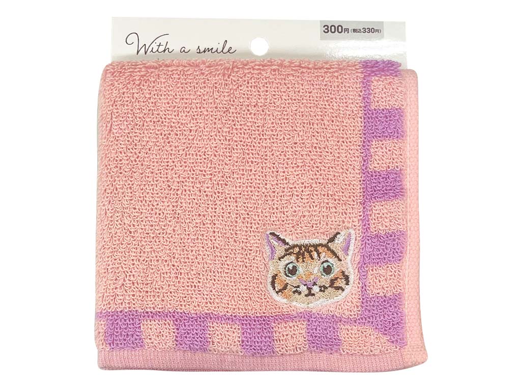 ミニタオル　フレームねこ刺繍